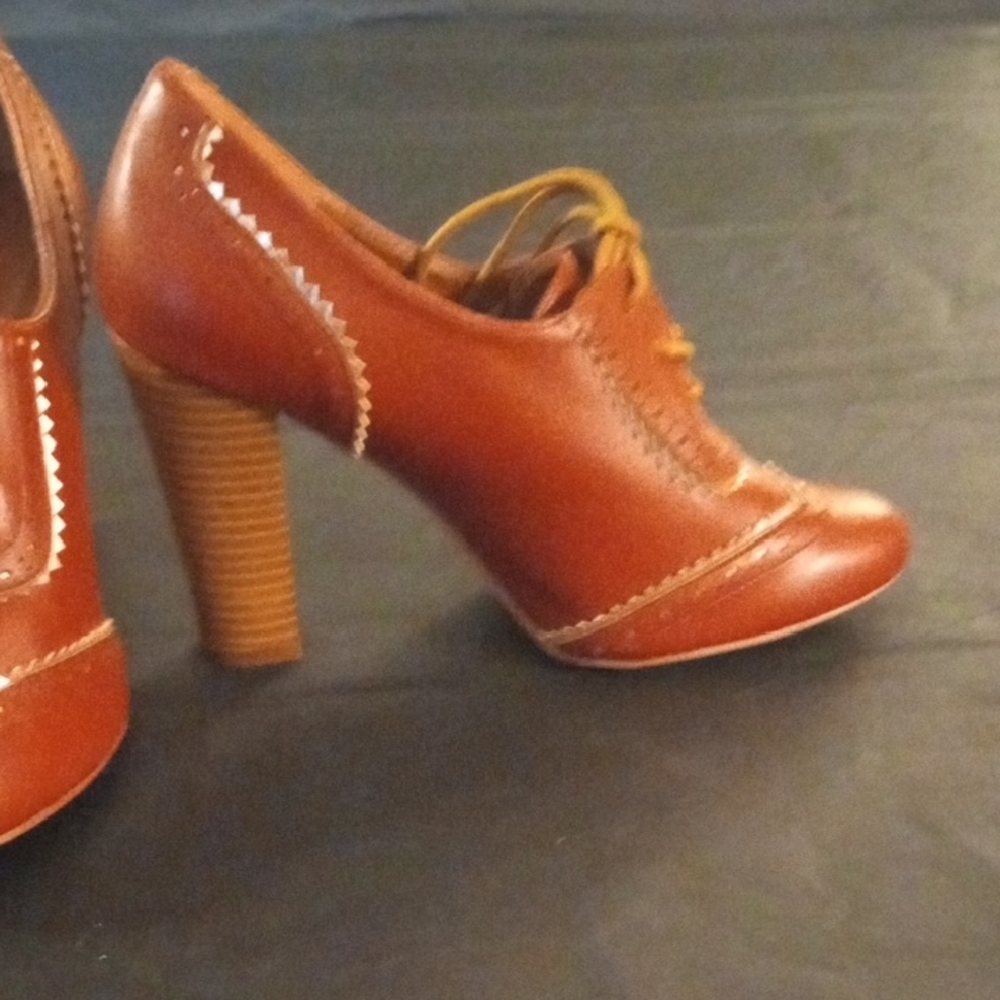 JoliMall Reddish Brown Brogue Oxford Heels 7 Dark Academia Twee - Picture 11 of 16